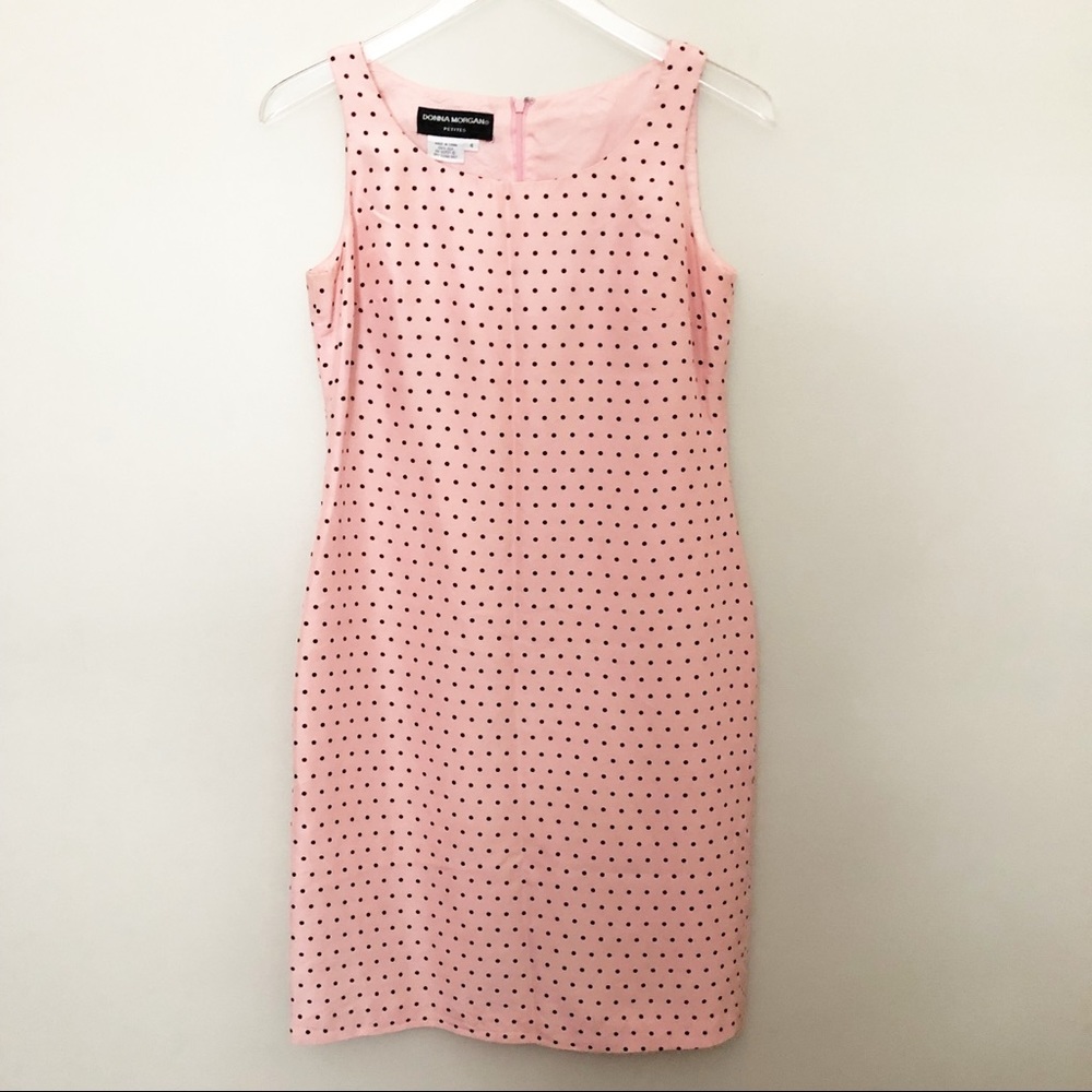 Donna Morgan Pink Polka Dot Sleeveless Dress